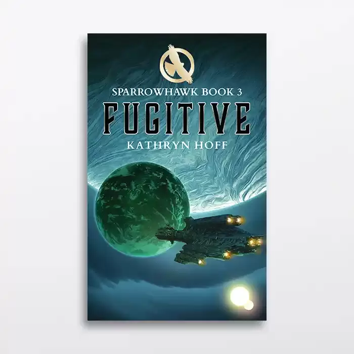 Science fiction book with spaceship and planets 