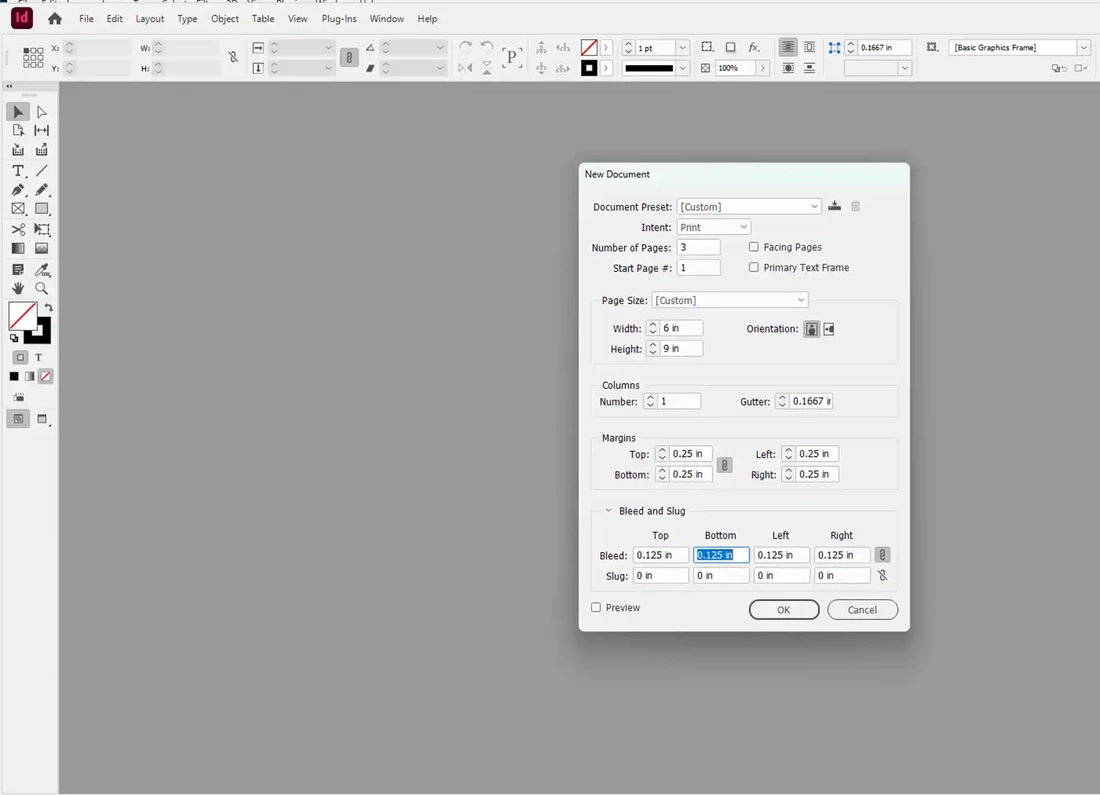 Setting up a book cover in InDesign