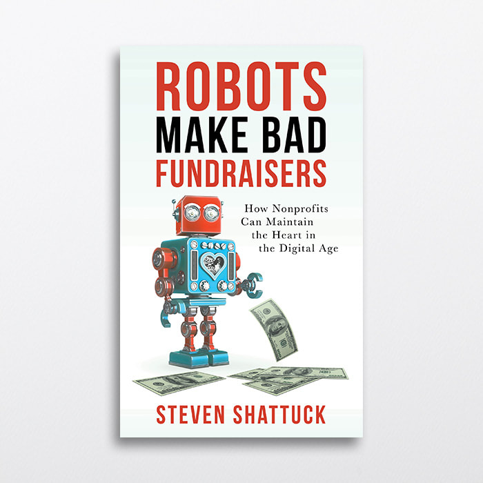 book cover with a robot dropping money