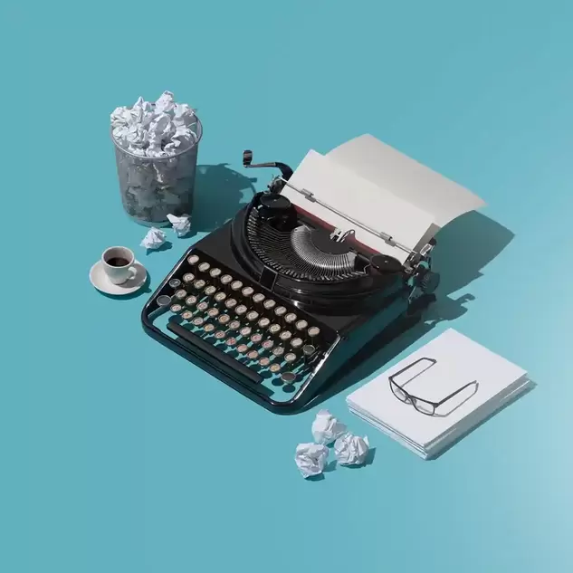 Successful self-published authors typewriter and paper